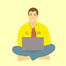 筆記本電腦,男子,態(tài)度