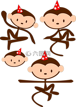 擬人化的動物,猴子,慶典