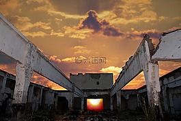 廢墟,建設(shè),日落