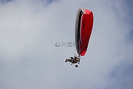 滑翔傘,飛,三輪車