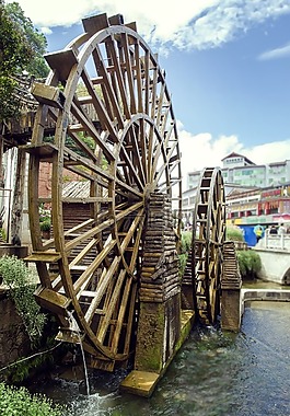水車,麗江,古城