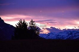 山,云,黃昏
