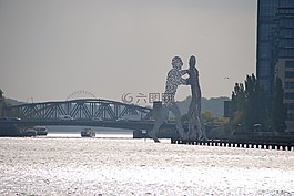 柏林,剪影,河