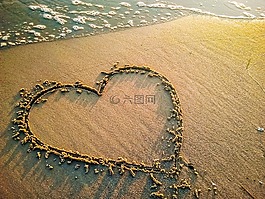 心,愛情,海灘