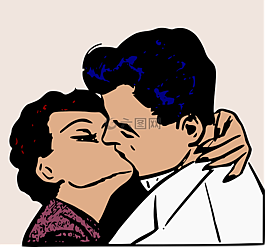 漫画人物,吻,爱