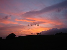 黃昏,景觀,天空