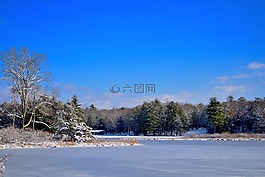 湖,冬天,雪