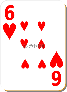 扑克牌,六,心