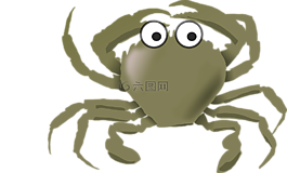 卡通,蟹,綠色