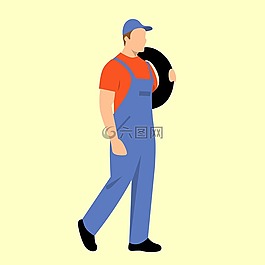 機(jī)械師,載的輪胎,孤立