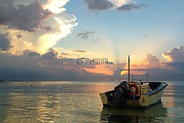 日落,海,余輝