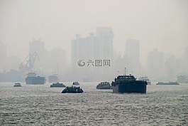 霧,上海,船