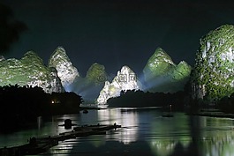 山,全景,夜