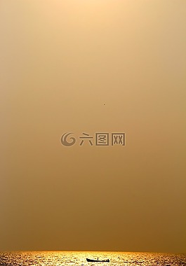 日落,海灘,海