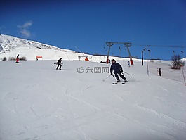滑雪,雪,山