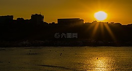 日落,太陽,陰影