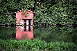 景觀,船屋,湖