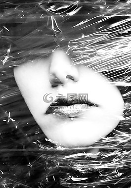 黑白色,臉,女人