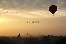 熱空氣氣球騎,氣球,火