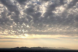景觀,日出,山