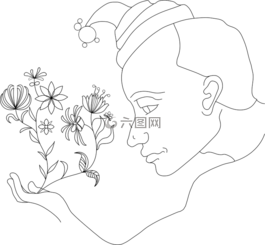 男子,臉,鮮花