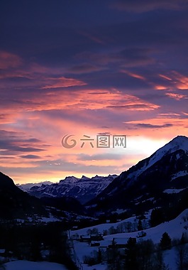 日落,山,余輝
