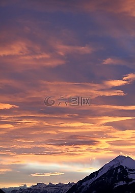 日落,山,余輝