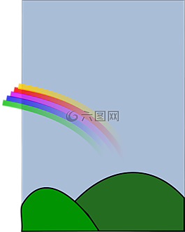 彩虹,小山,天空