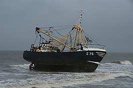 釣魚船,海灘,卡住