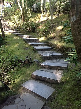 波特蘭日本花園,樓梯,石