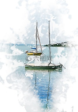 湖,帆船,水