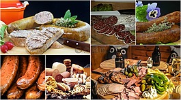 香腸,肉,拼貼畫