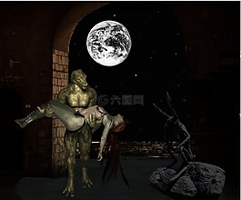 夜,幻想,照片蒙太奇