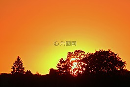 日落,太陽,天空