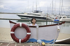 兒童,海邊,海