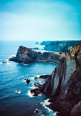 懸崖,山,海