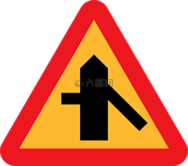 右邊的交通合并,側路,道路標志牌上寫