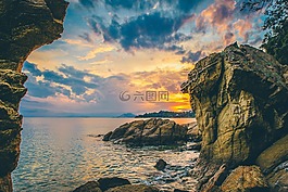 海岸,巖,崎嶇