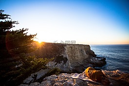 海岸,人,睡眠