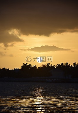 溶膠,海灘,日落