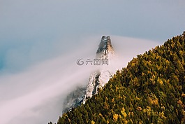 高峰,云,霧
