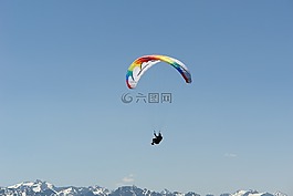 滑翔傘,山,天空