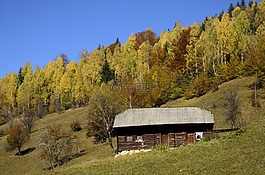 小木屋,山,谷
