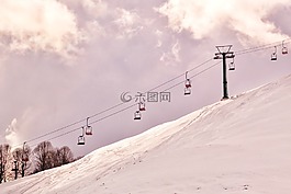 chairlift,滑雪,白