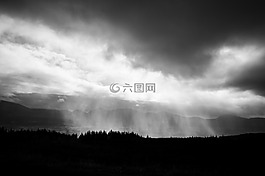 風(fēng)暴,黑色和白色,雨