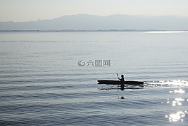 劃獨(dú)木舟,槳,湖
