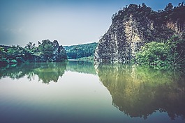 水,湖,懸崖