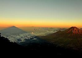 地平線,山,天空