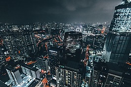 城市,夜,建筑物