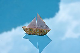 船,帆船,紙張